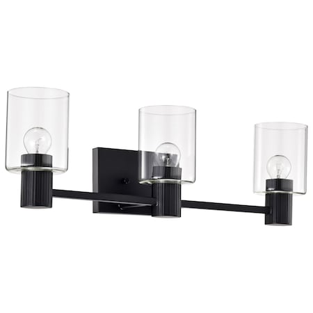Nuvo Clarksville - 3 Light Vanity - Matte Black with Clear Glass 60/8063